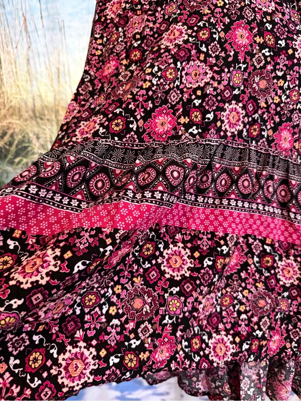 Lane Bryant Floral Boho Maxi Dress in Pink and Black
